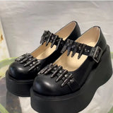 Nieten Schnalle Punk Party Plateau Schuhe