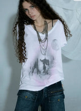 Vintage Lace Patchwork Grunge Punk T-Shirt