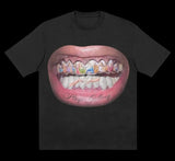 Oversized Gothic Print Baumwoll-T-Shirt