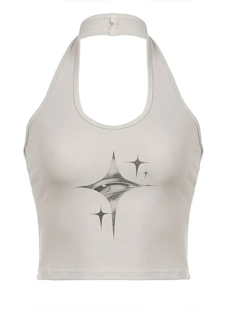 Y2K Retro Devils Eye Halter Top