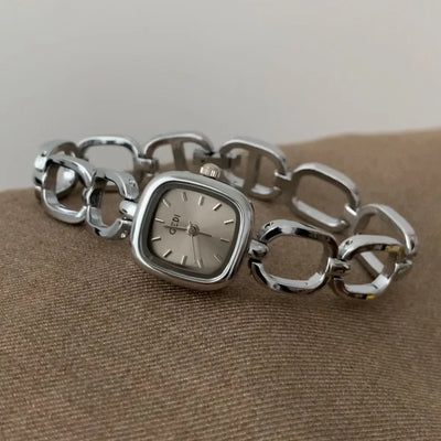 Sliver Grey Dial Square Ladies Bracelet Watch