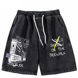 Building Letter Grapffiti Denim Cargo Short
