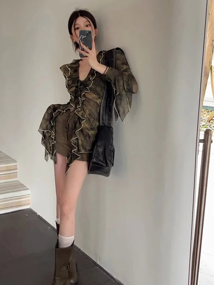 Vintage Punk Gauze Irregular Dress