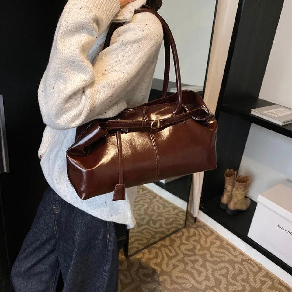 Corporate Girl Shiny Leather Shoulder Bag