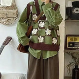 Y2K Cozy Puppy Pattern Knitted Vest
