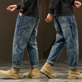 Faded Blue Straight Leg Cargo Jeans