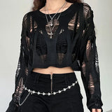 Y2K Grunge Distressed Knitted Sweater