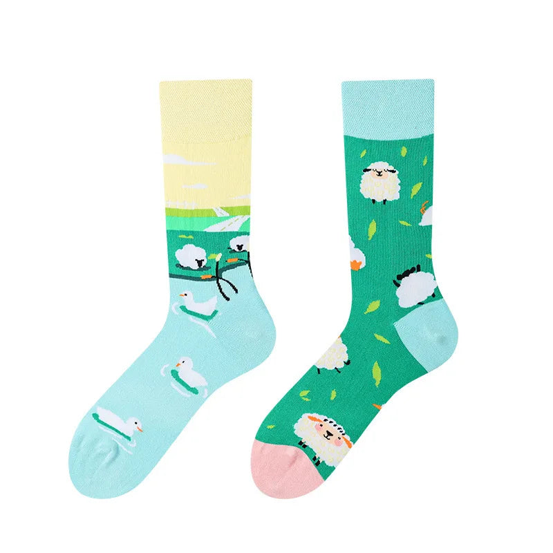 Cartoon Irregular Style Colorful Breathable Unisex Socks