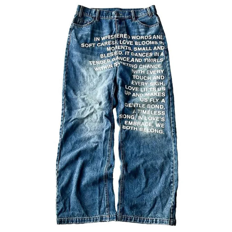 Vintage Metro Quotes Wide-leg Jeans