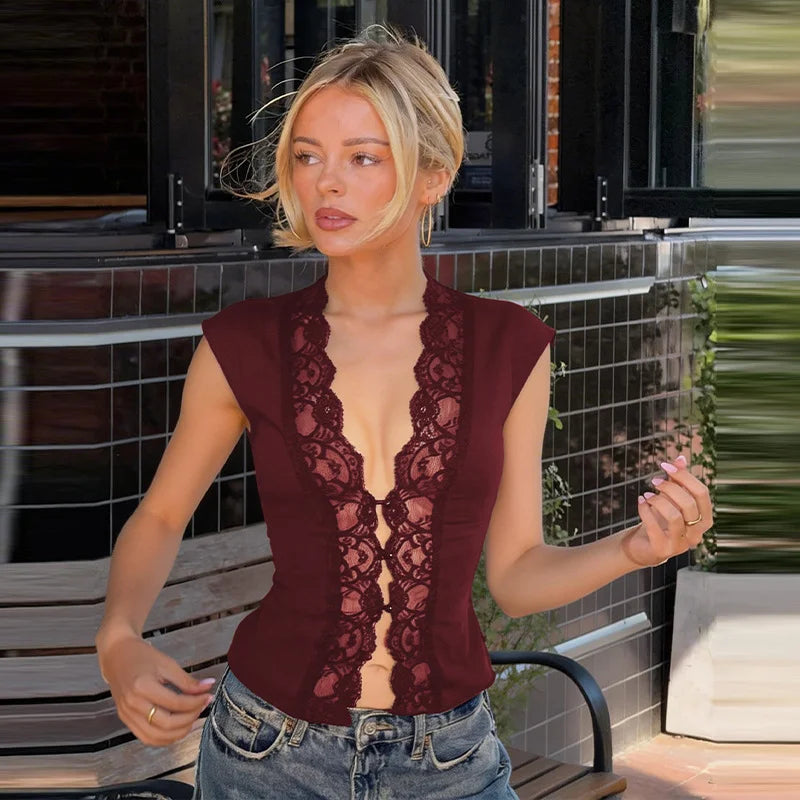 Y2K Baddie Lace Top