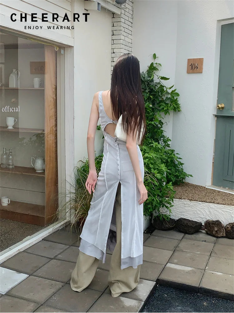 Backless Abstract Maxi Dress