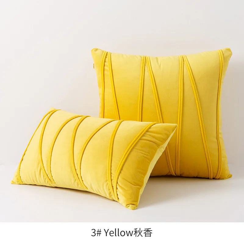 Orange Stripe Velvet Throw Pillow Cover