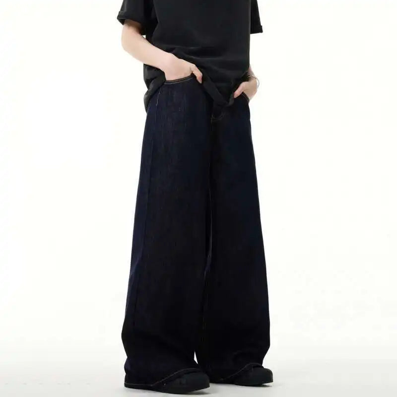Black Vintage Denim Straight Leg Jeans
