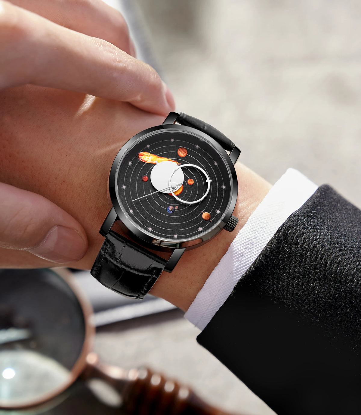 Galaxy Theme Dial Leather Watch