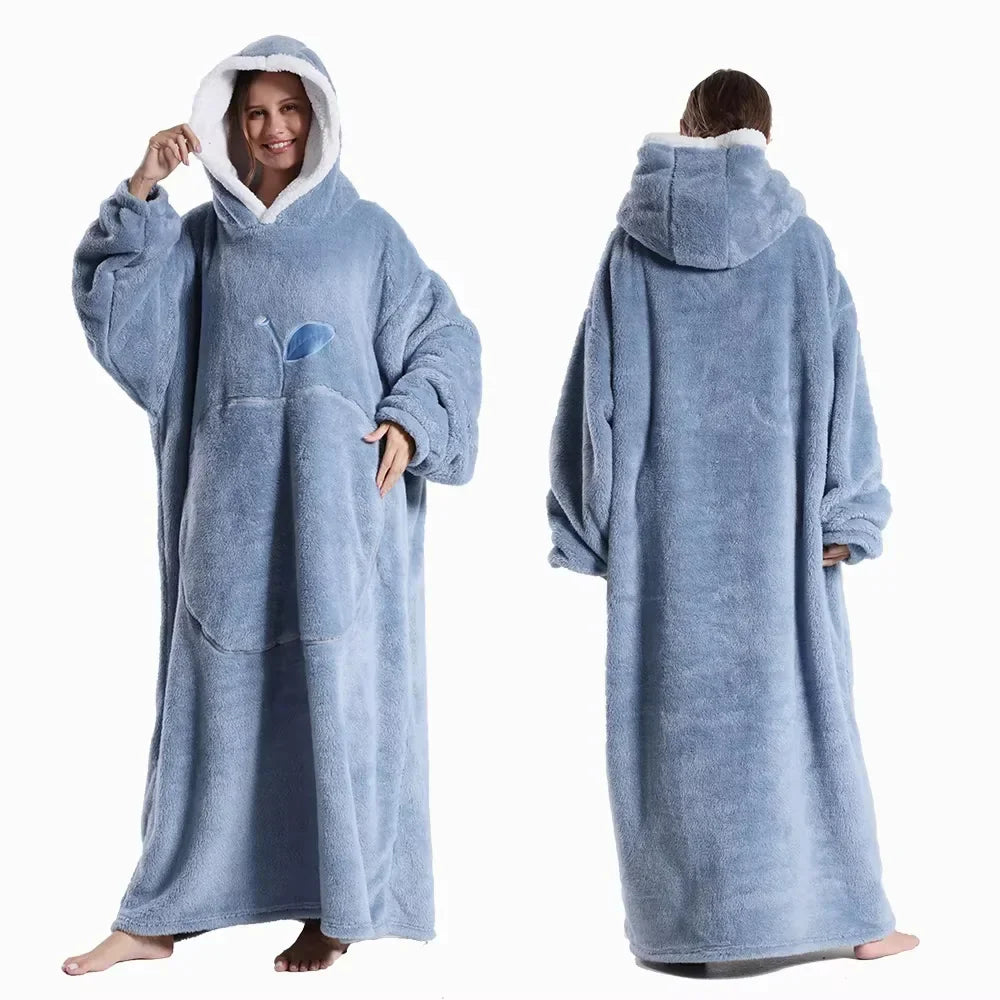 Apple Winter Flannel Hooded Blanket