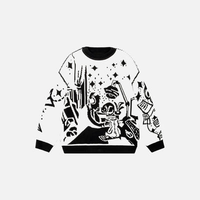 Y2K Cartoon Print Sweater