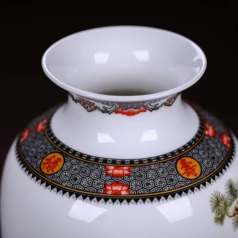 Vintage Traditional Flower Ceramic Vase Chinese