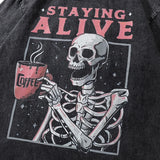 Retro Washed Black Skull Oversized T-Shirt