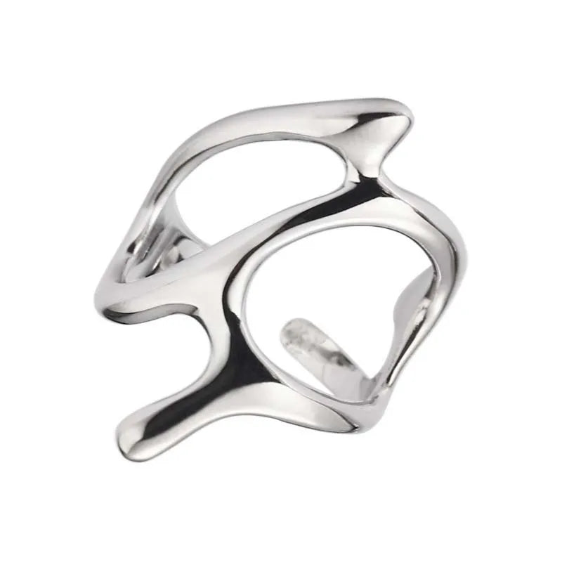 Vintage Silver Irregular Geometric Open Rings