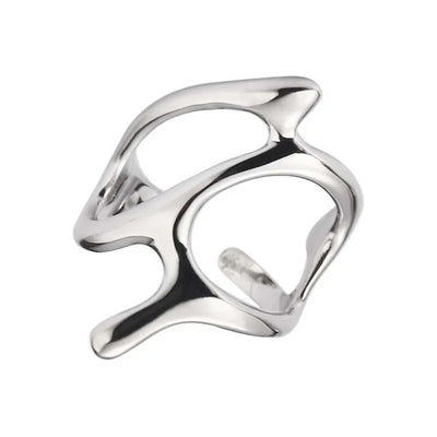 Vintage Silber Irregulär Geometrische Offene Ringe