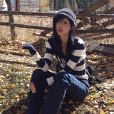 Y2k Striped V-Neck Sweater