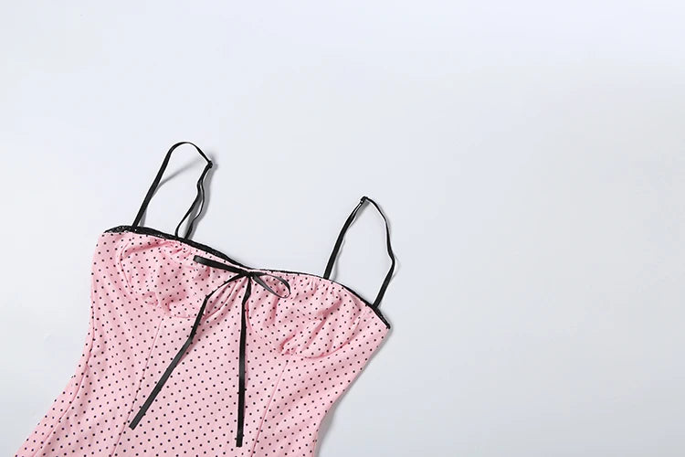 Polka Dot Bow Pink Mini Dress