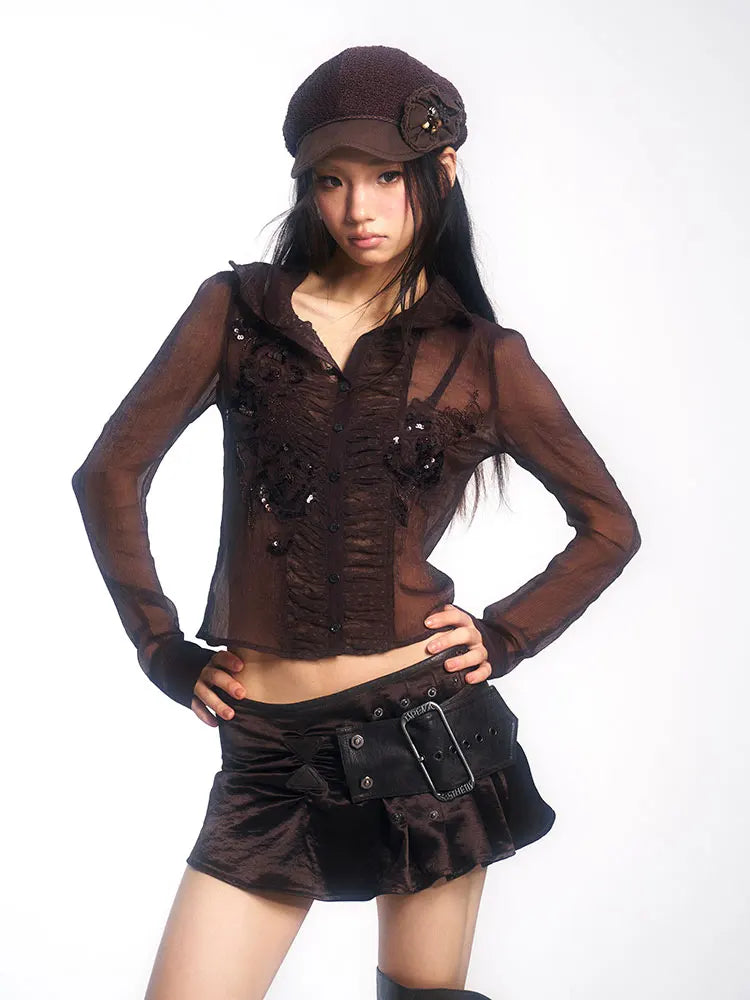 Grunge Patchwork PU Leather Mini Skirt
