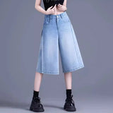 Acubi Stitched High Waist Denim Jorts