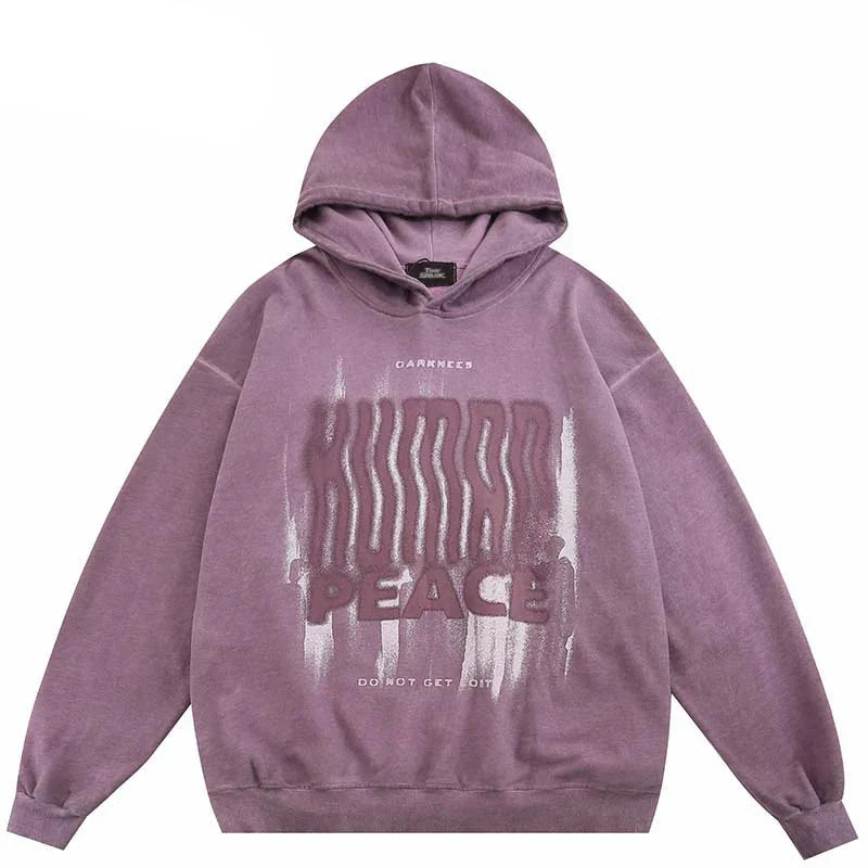 Sudadera con capucha Lavada en Negro Sombra Paz Oscuridad