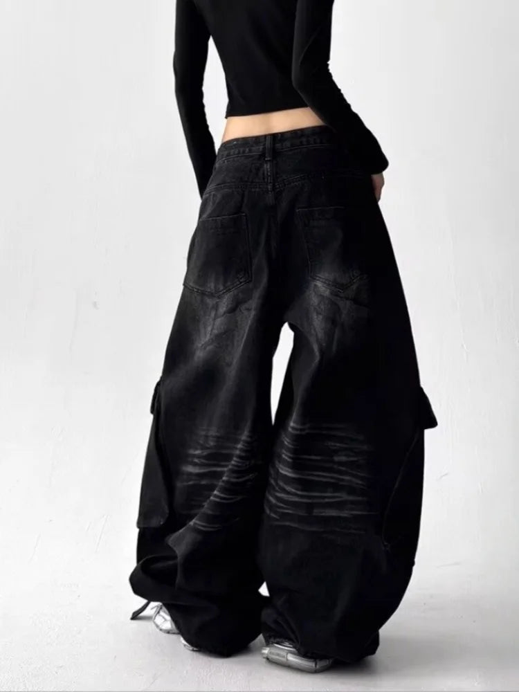 Y2K Dark Distressed Baggy Jeans