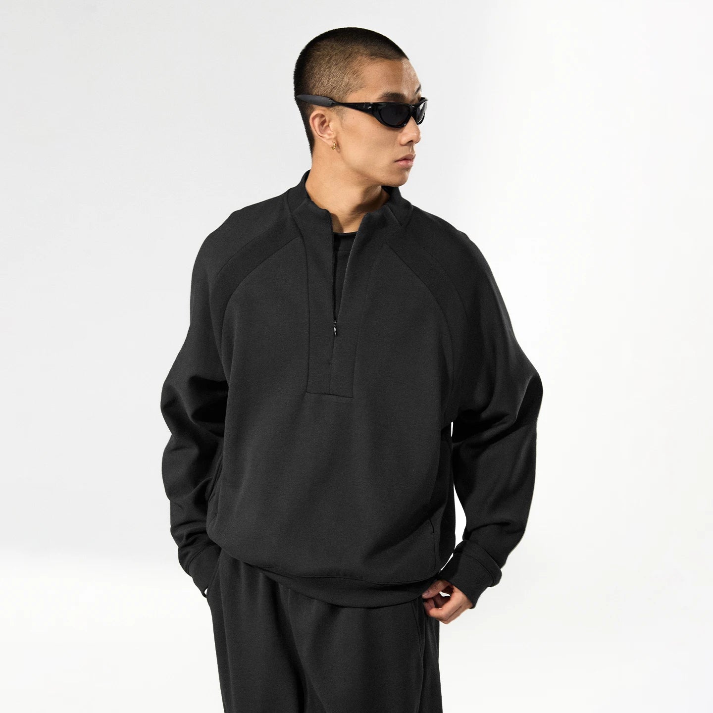 Zip-up Solid Color Winter Sweatshirt