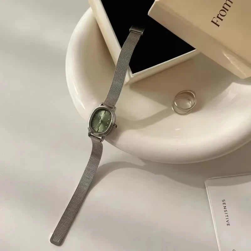 Small Oval Dial Green Watch