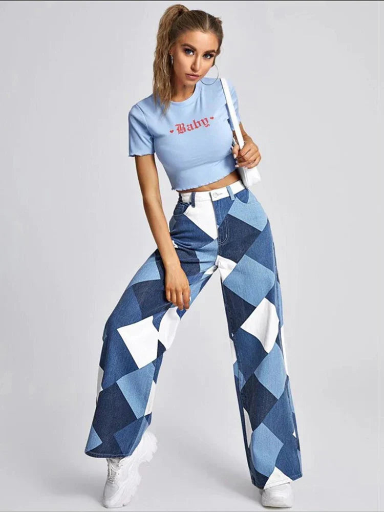 Vintage Plaid High Waist Straight Pants