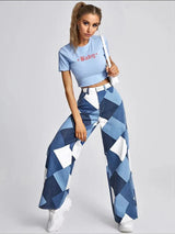 Vintage Plaid High Waist Straight Pants
