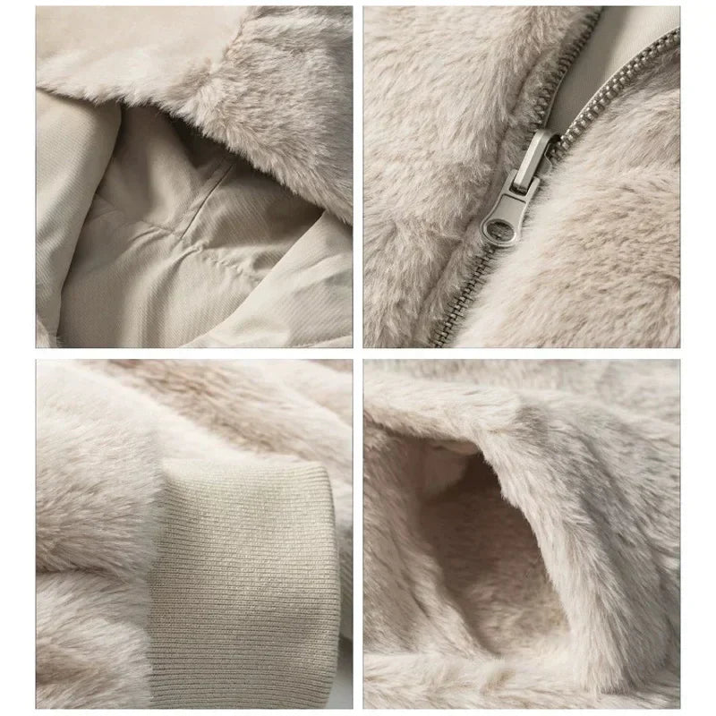 Thick Faux Rabbit Fur Jacket
