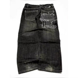 Y2K Edgy Jeans mit weitem Bein