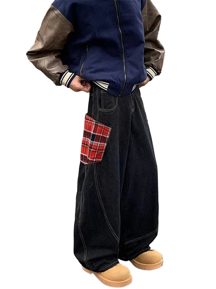 OG Red Plaid Washed Black Jeans