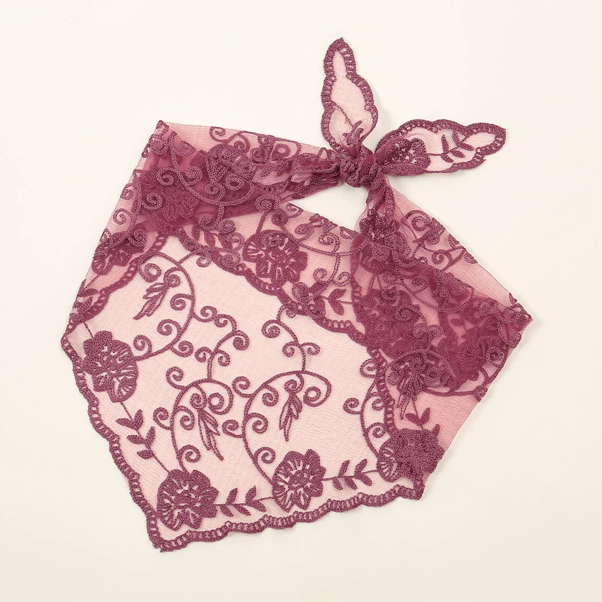 Soft Girl Solid Color Hollow Out Headscarf