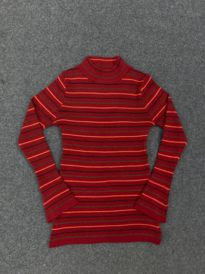 Y2K Stripped Kit High Collar Sweater