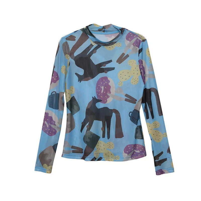 Indie Aesthetic Mesh Long Sleeve Top