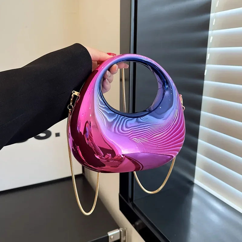 Shiny Modern Crescent Handbag