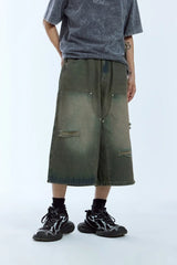 Ripped Wide Leg Carpenter Jorts