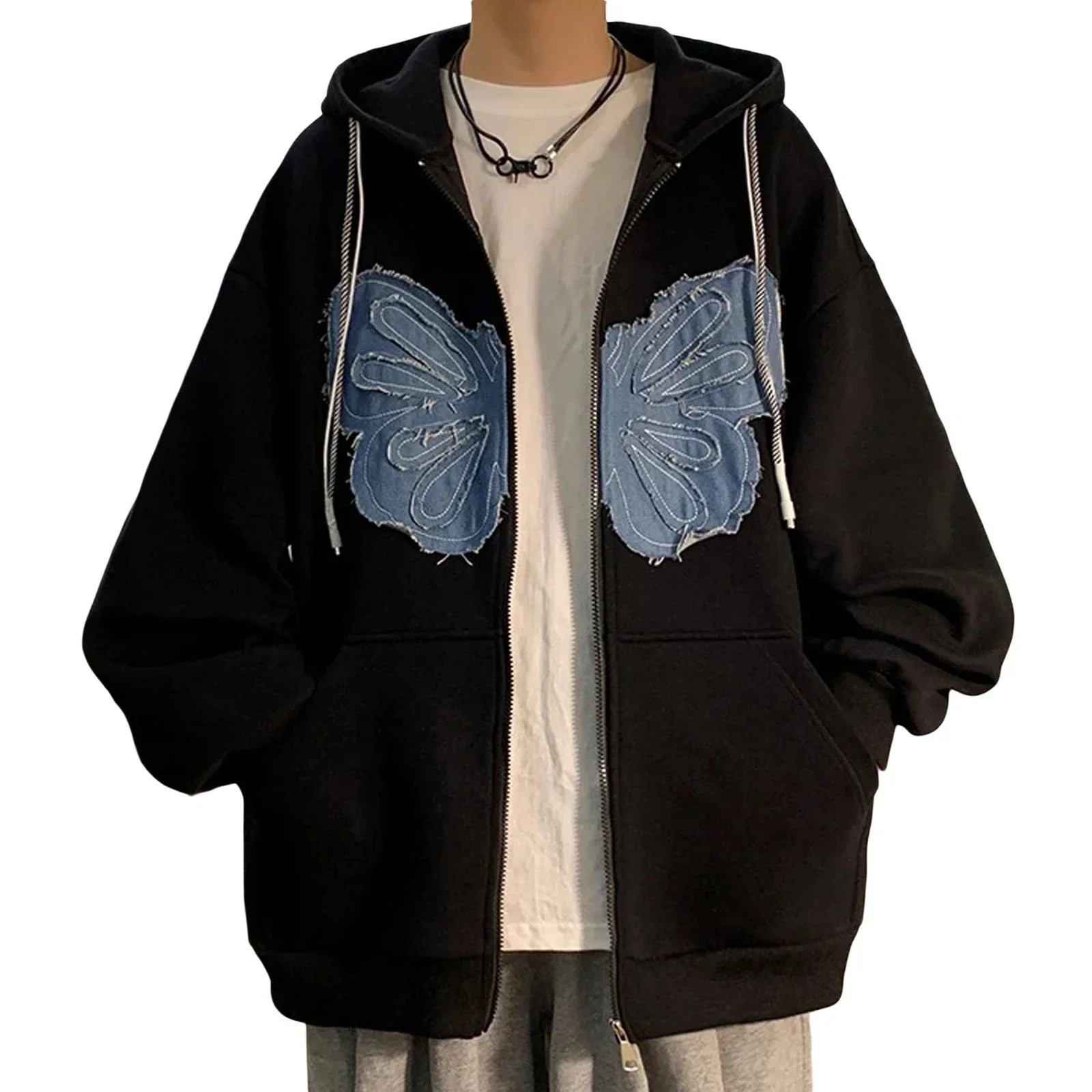 Autumn Grunge Style Butterfly Print Hoodie