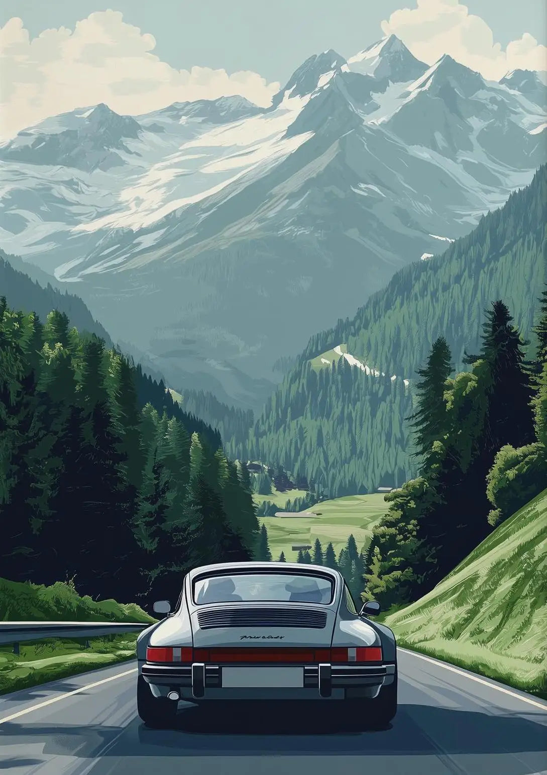 Classic Porsche 911 Alpine Drive Poster