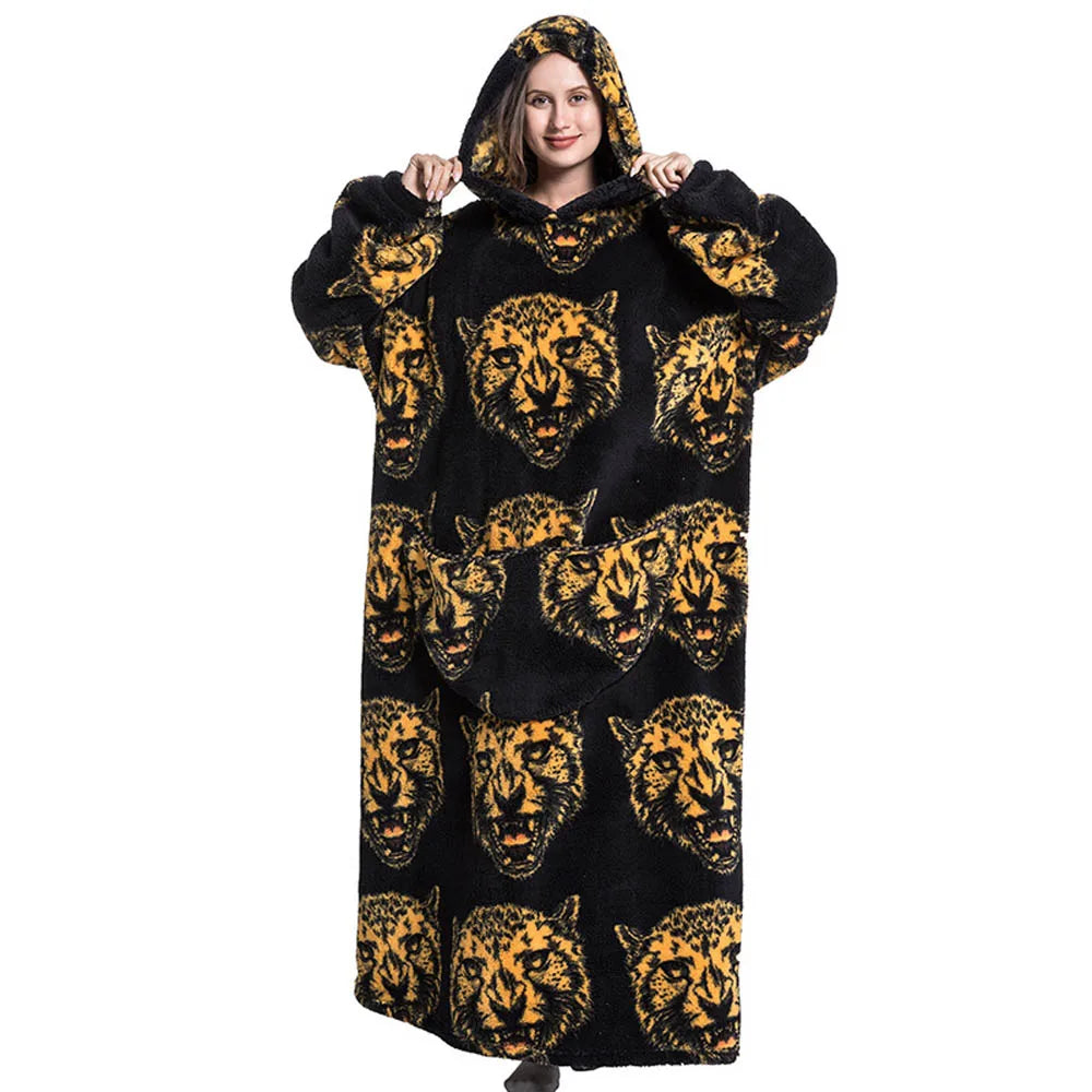 Animal Printed Hooded Blanket