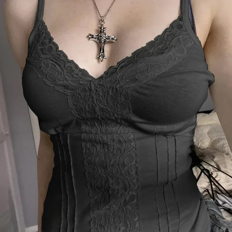 Y2K Lace Panel Top