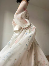 French Floral Chiffon Maxi Dress