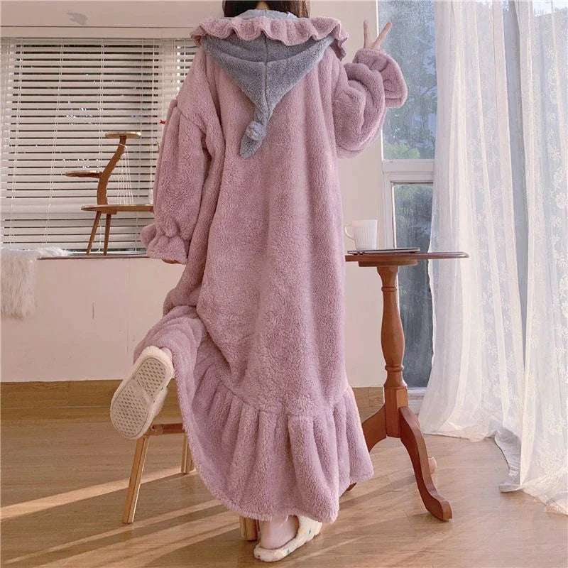 Coral Fleece Warm Female Pyjama