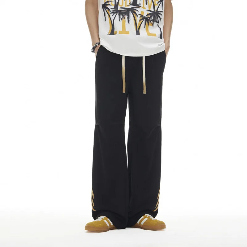 Elastic Drawstring Loose Straight Leg Pants