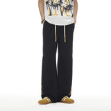 Elastic Drawstring Loose Straight Leg Pants
